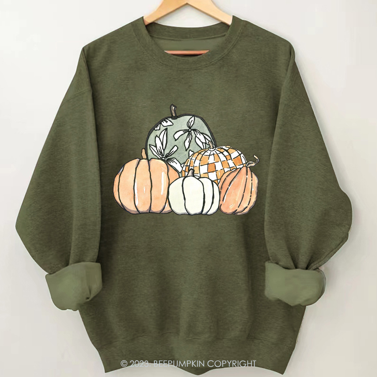 Autumn Fall Sweatshirt-Watercolor Pumpkins