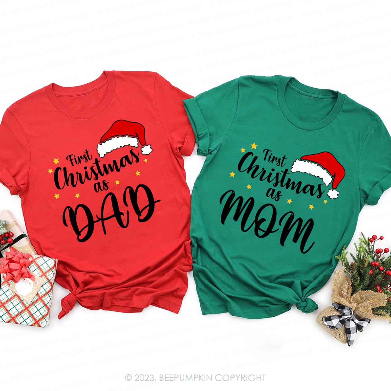 Custom First Christmas As Family Matching Shirt Beepumpkin