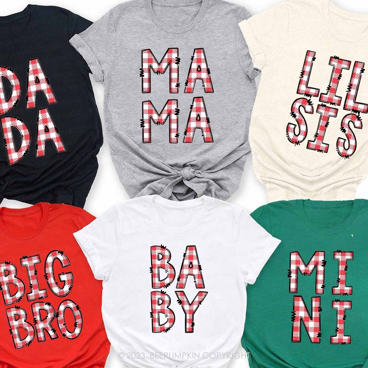 Personalized Christmas Plaid Name Matching Family Shirts Beepumpkin