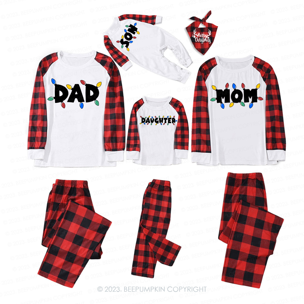 Personalized Christmas Lights Matching Pajamas Beepumpkin