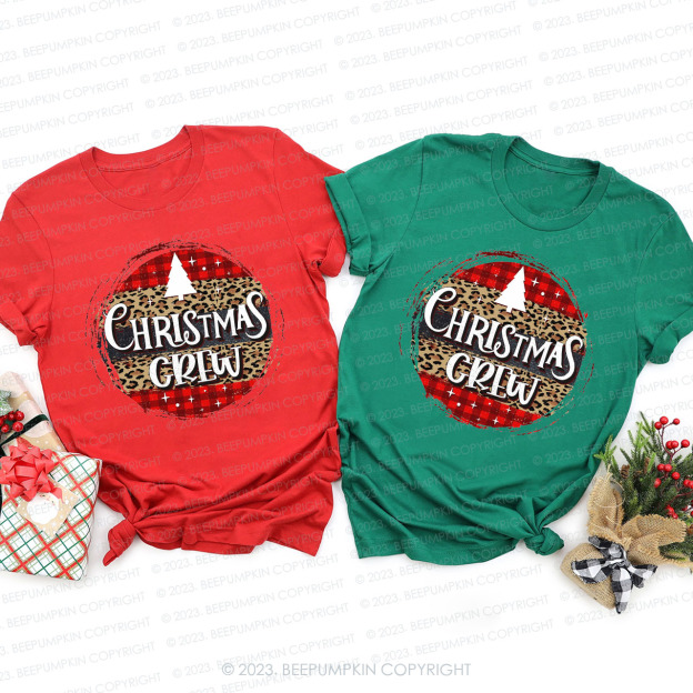 Christmas Crew Leopard Style Family Matching Shirts Beepumpkin