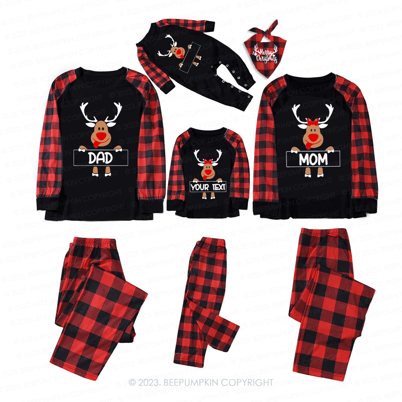 Reindeer Custom Christmas Family Matching Pajamas Beepumpkin