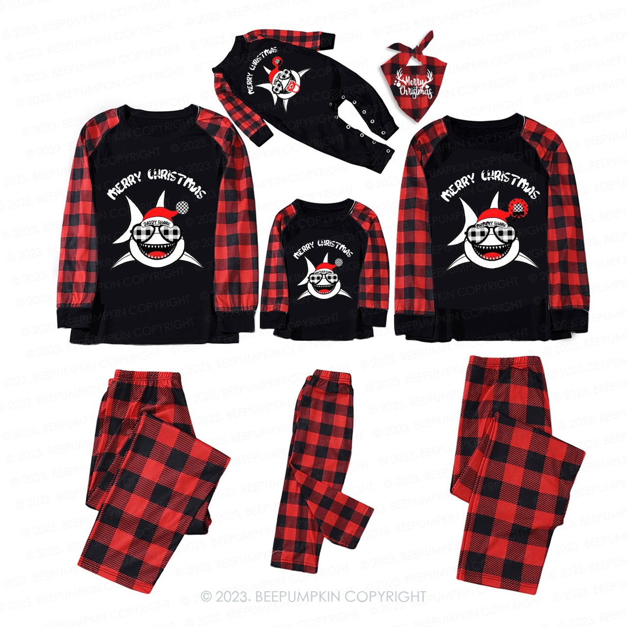 Merry Christmas Shark Family Matching Pajamas Beepumpkin