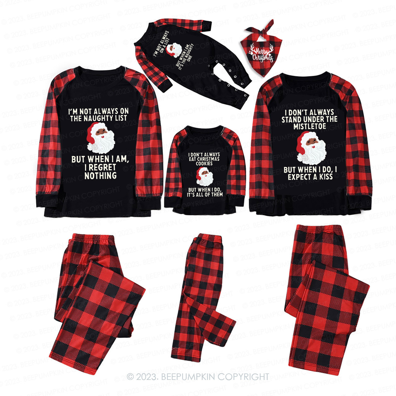 Santa Claus I'M NOT ALWAYS ON Family Matching Pajamas Beepumpkin