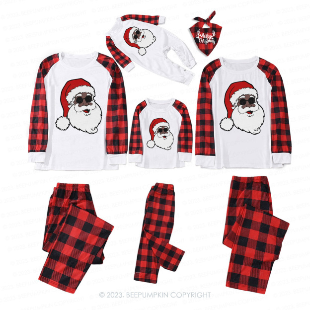 Black Santa With Black Sunglasses Family Christmas Pajamas Beepumpkin