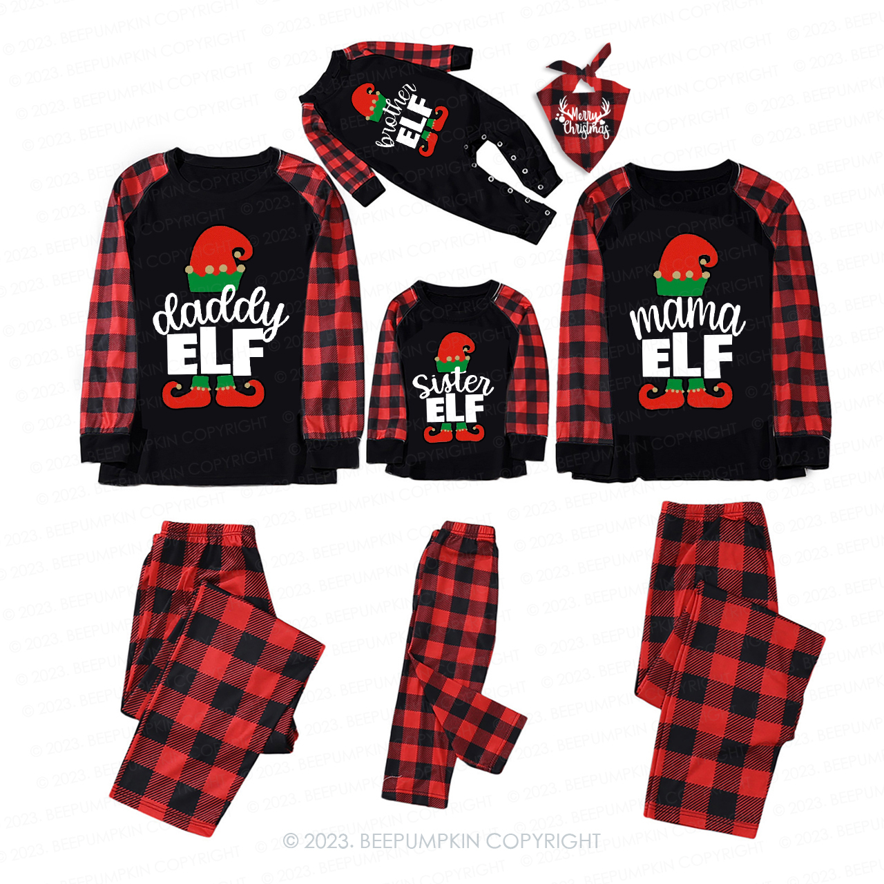 Personalized Matching Christmas Family Elf Pajamas Beepumpkin