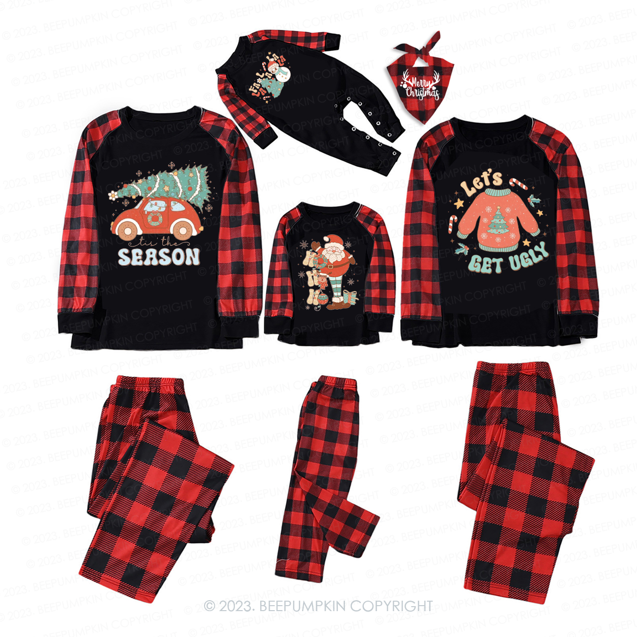 Custom Christmas Vintage Matching Pajamas For Family Beepumpkin