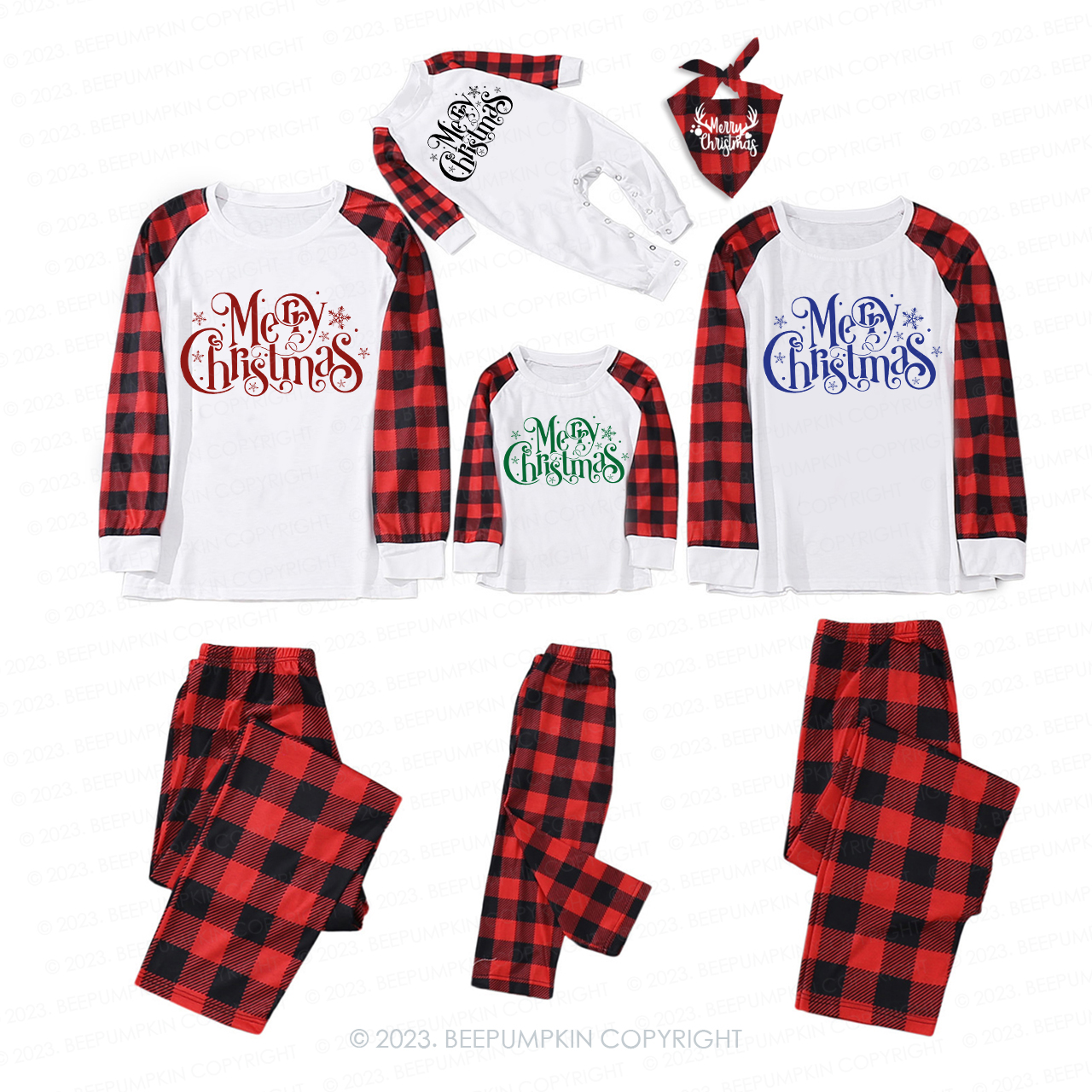 Vintage Merry Christmas Matching Pajamas For Family Beepumpkin