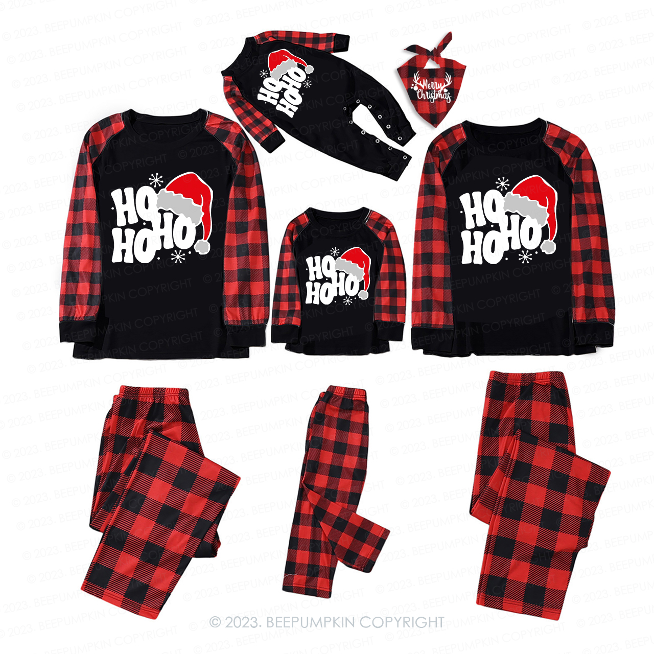 Retro Merry Christmas Ho Ho Ho Matching Pajamas For Family Beepumpkin