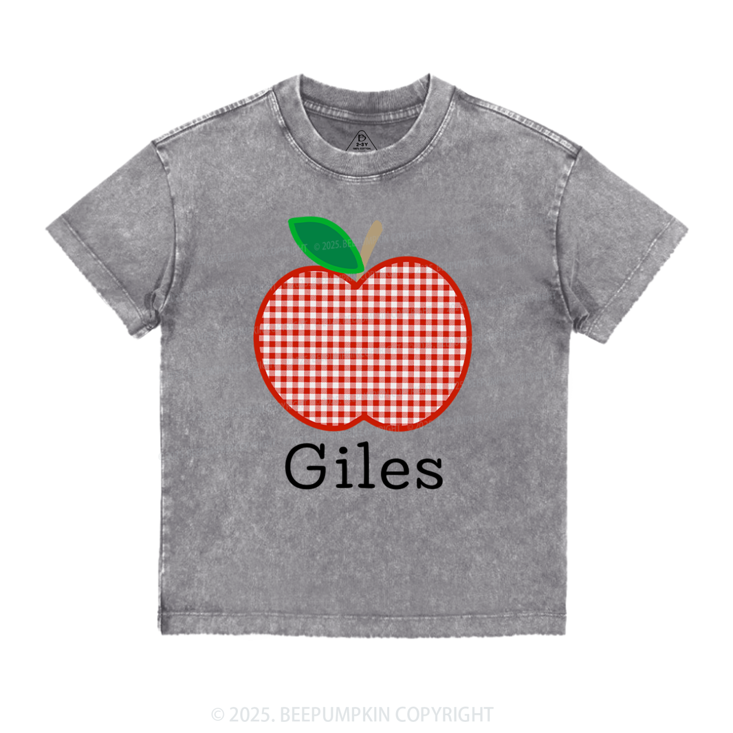 Personalized Red Apple Toddler&Kids Washed Tees