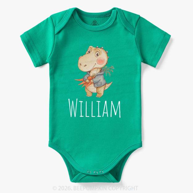 Personalized Watercolor Dino Friend Baby Bodysuit