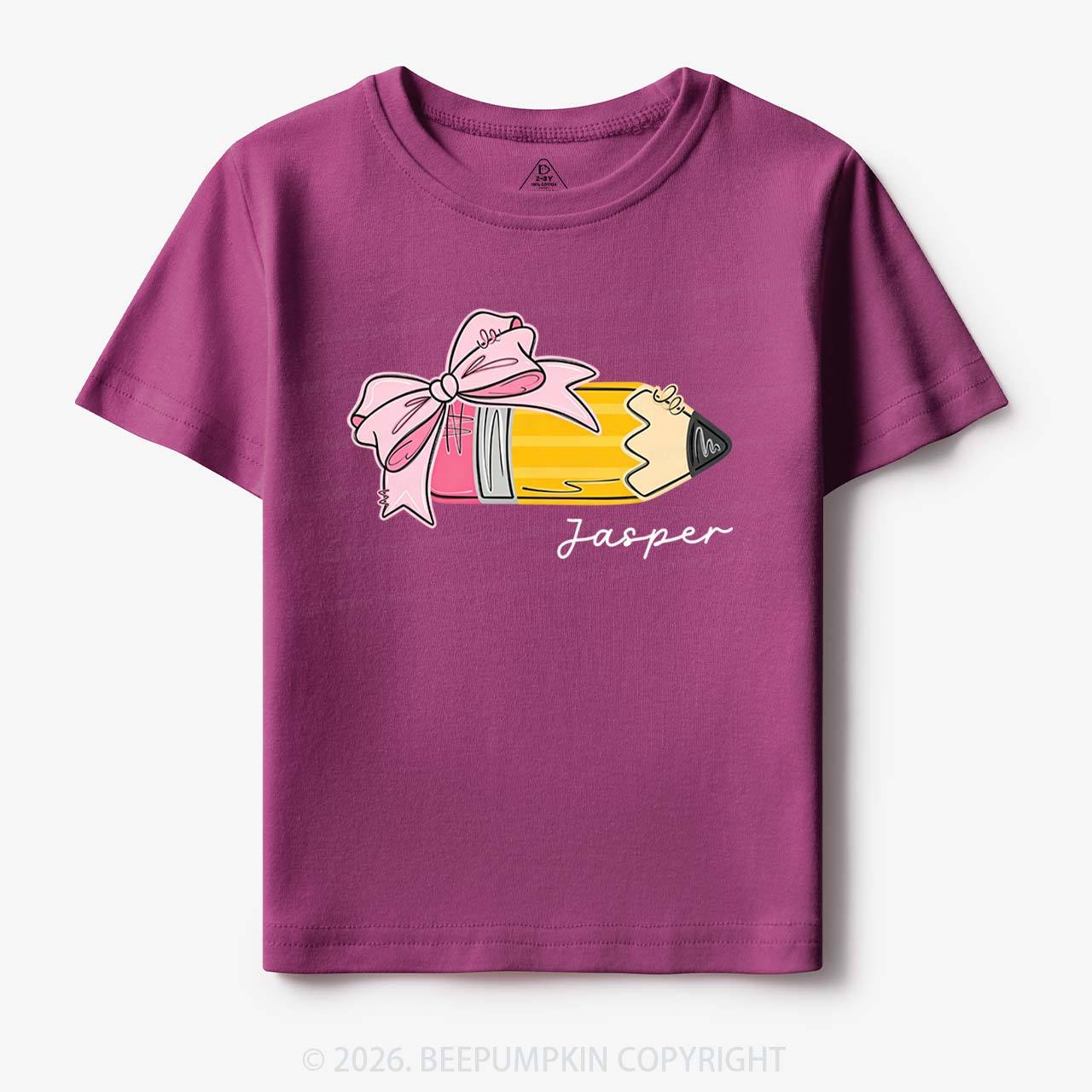 Personalized Name Girls Pencil With Bow Toddler&Kid's Tees