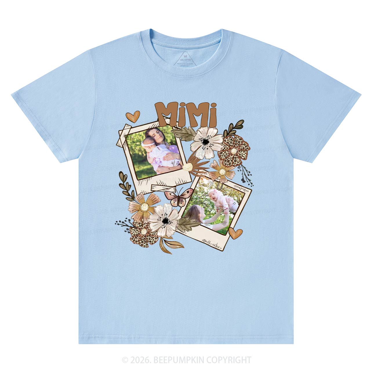 Personalized Photo With Floral T-Shirt For Mom