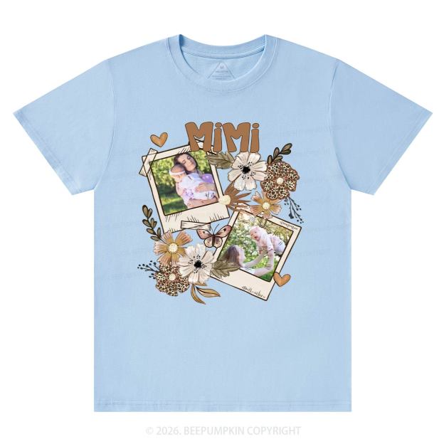 Personalized Photo With Floral T-Shirt For Mom