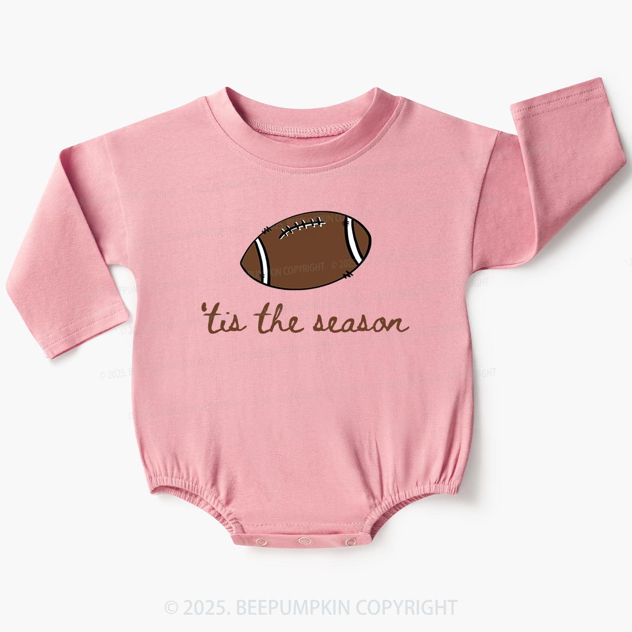 Tis The Season Football Baby Bubble Romper Beepumpkin