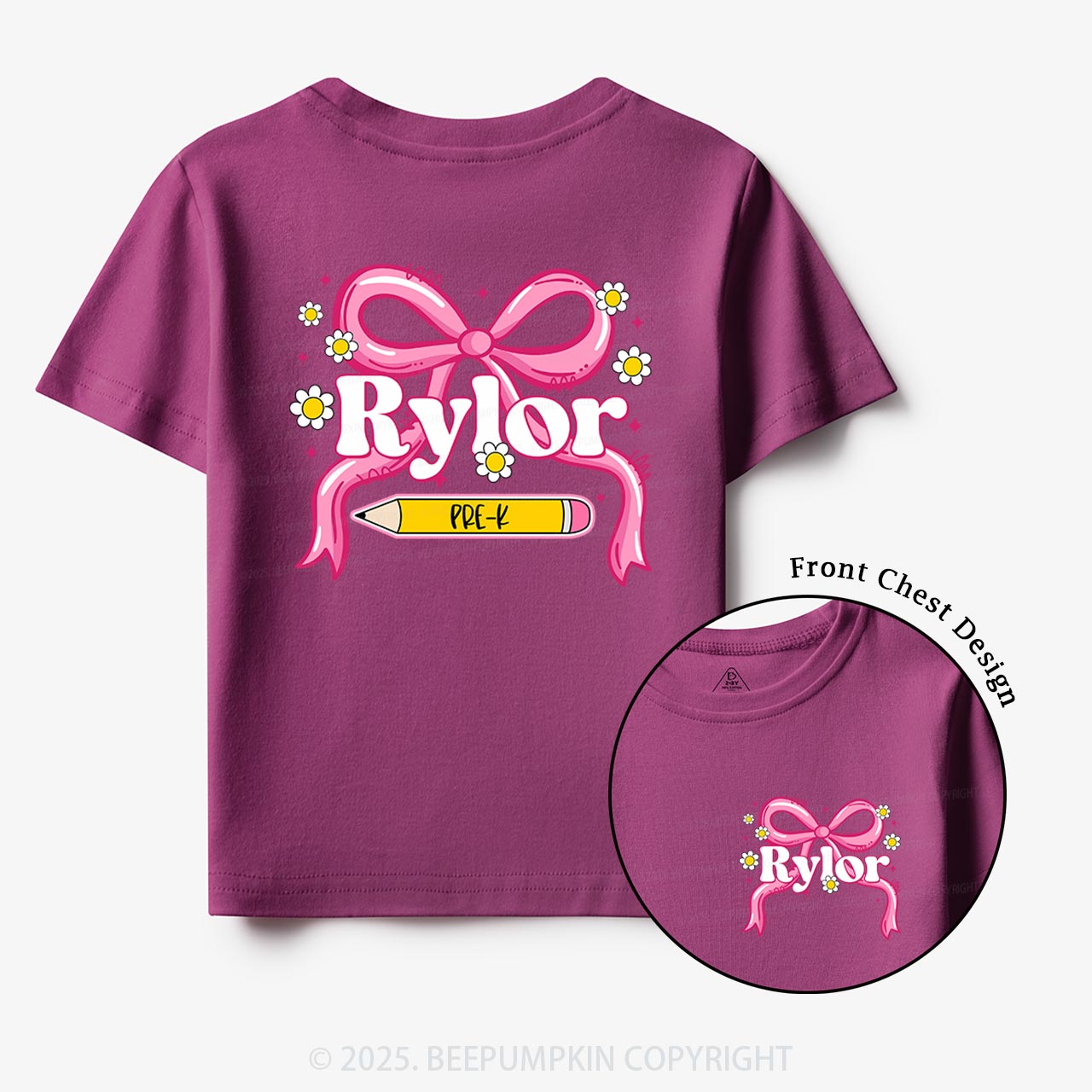 Personalized First Grade Girly  Toddler&Kid's Tees Beepumpkin