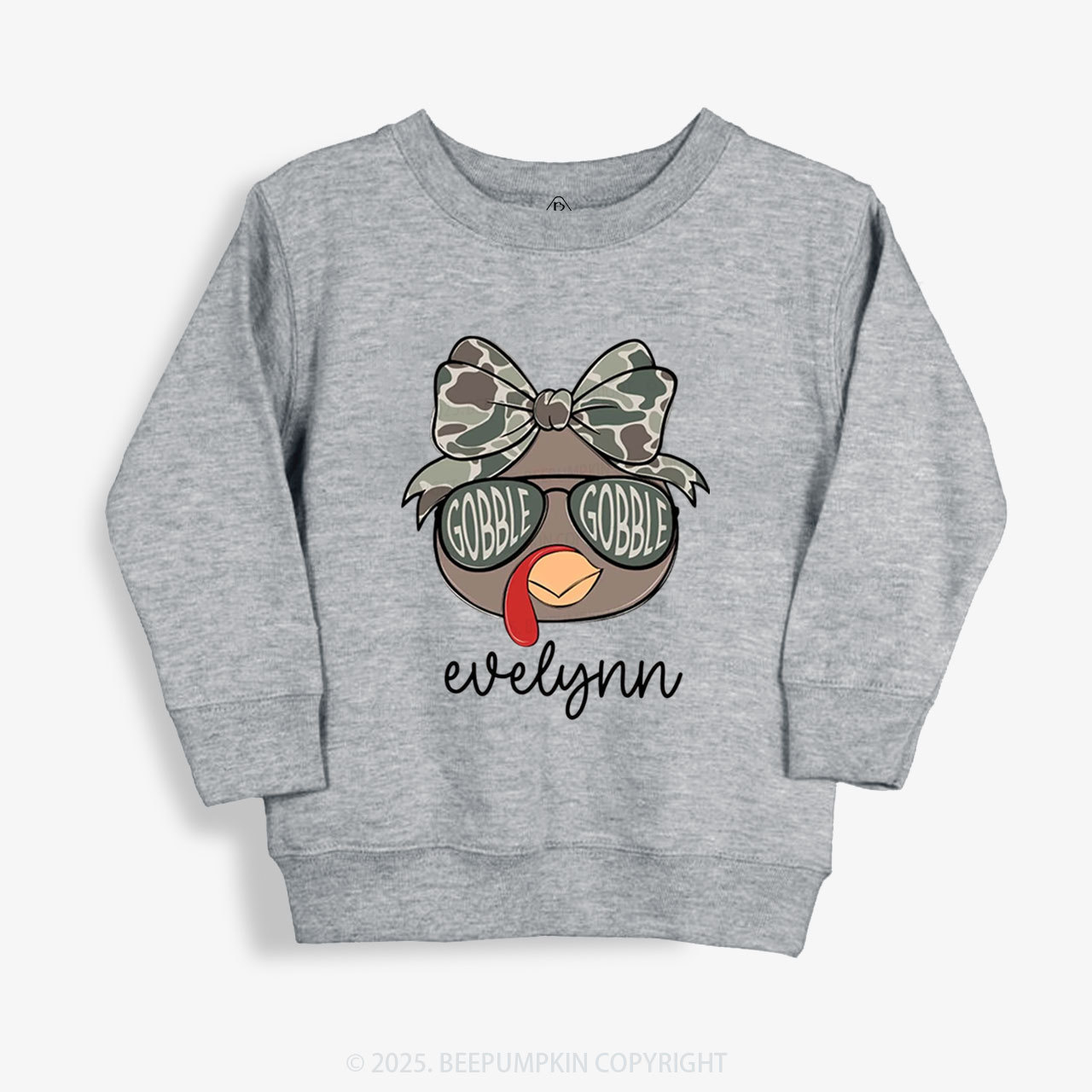 Personalized Boys/Girl Turkey Camo Thanksgiving Kid's Sweatshirt