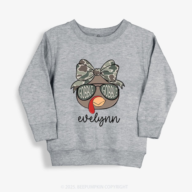 Personalized Boys/Girl Turkey Camo Thanksgiving Kid's Sweatshirt