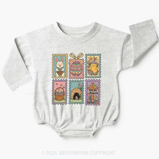 He Is Risen Easter Stam Baby Bubble Romper