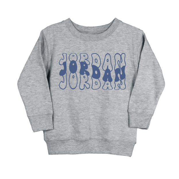 Custom Kids Sweatshirt With Retro Wavy Name
