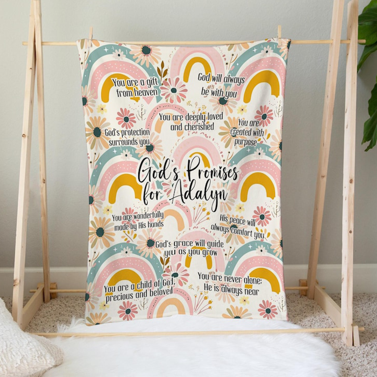 Personalized God's Promises Baby Flannel Blanket