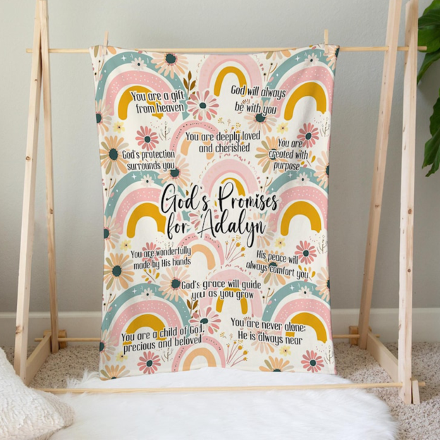 Personalized God's Promises Baby Flannel Blanket