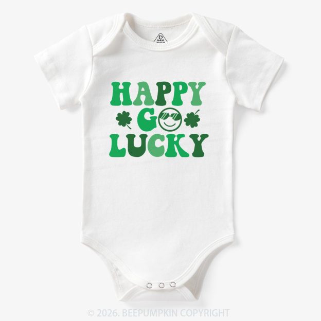 Leaf Happy Go Lucky St.Patricks Day Bodysuit For Baby