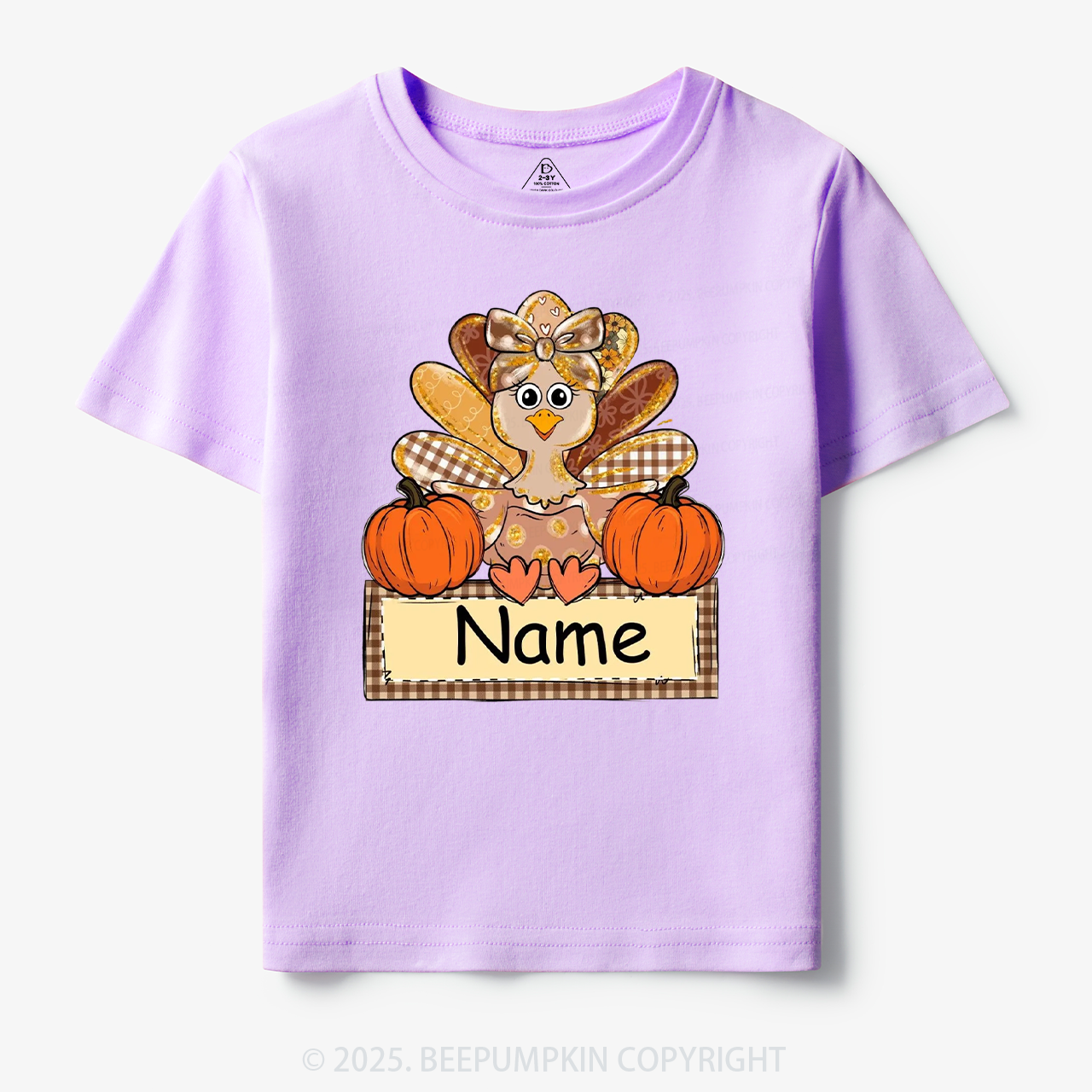Personalized Fall Turkey Name Thanksgiving Toddler&Kid's Tees Beepumpkin