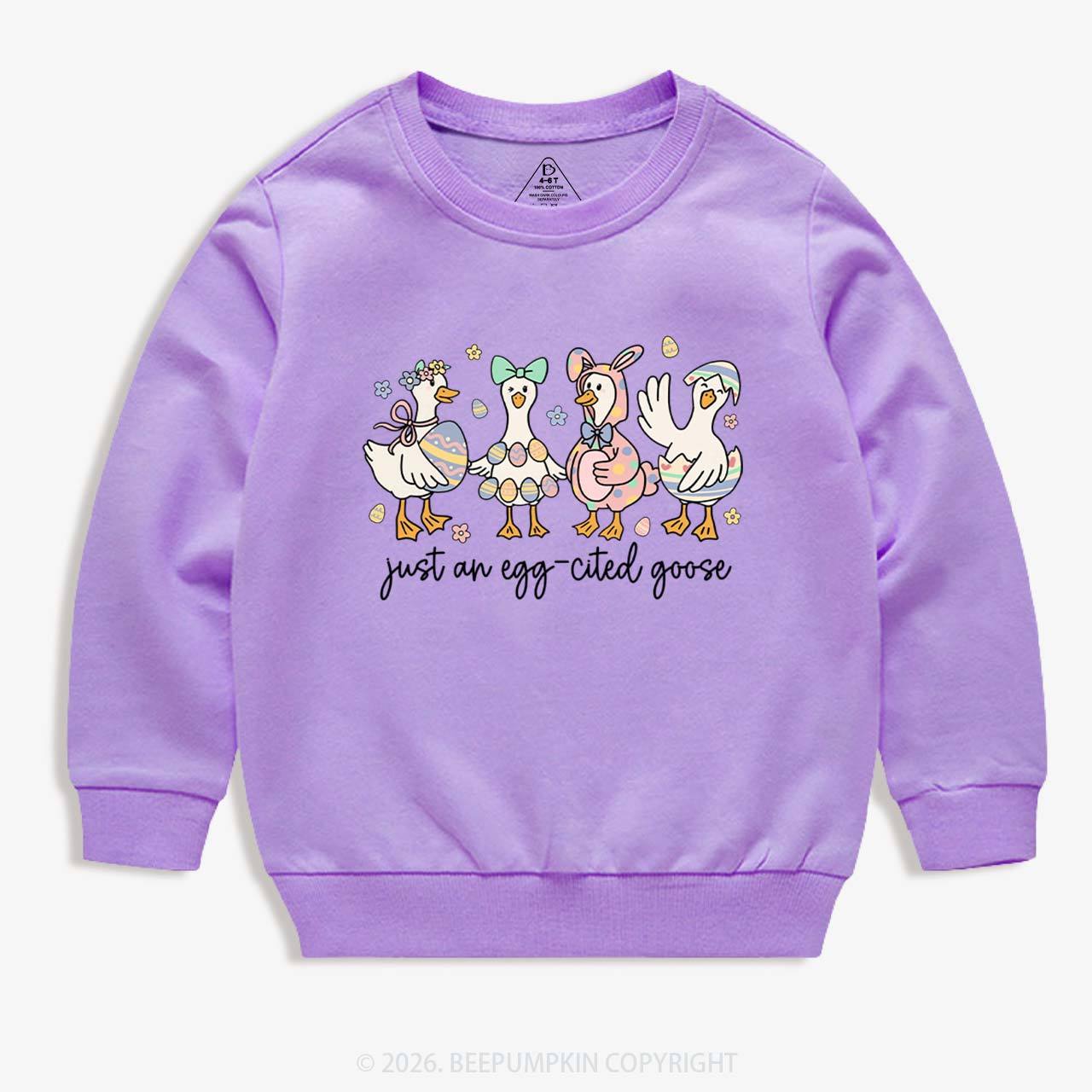 Just an Egg-cited Goose Happy Easter Kid's Sweatshirt