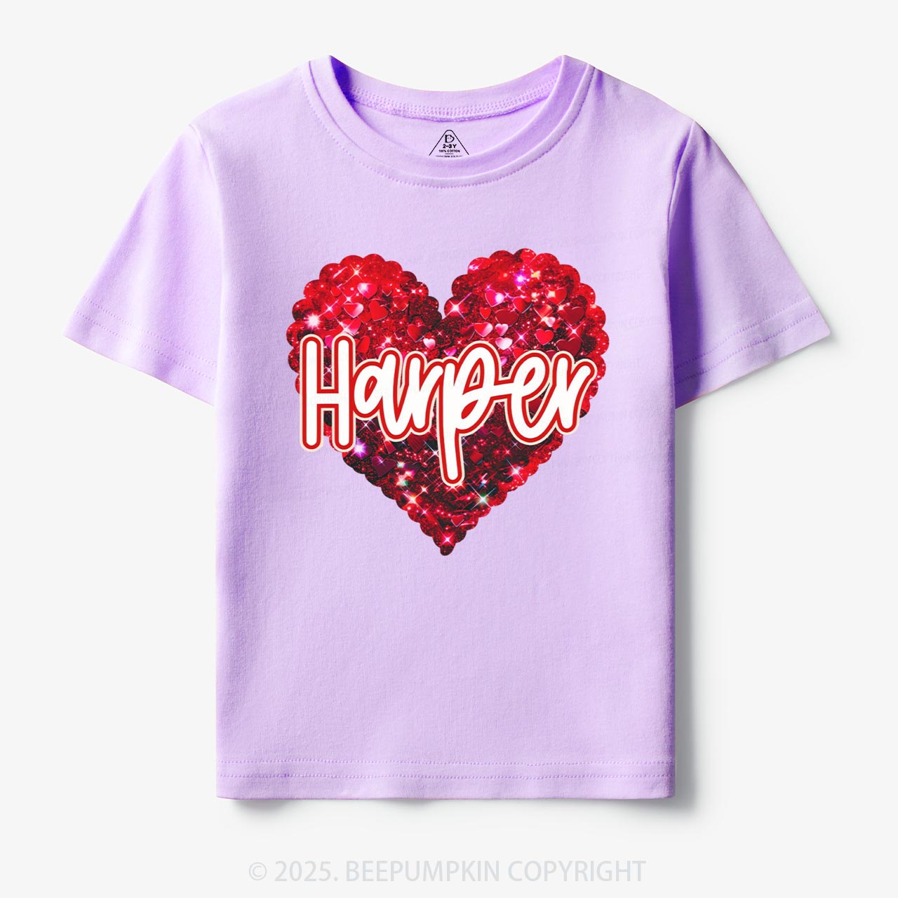 Personalized Sparkling Heart Name Toddler&Kid's Tees Beepumpkin