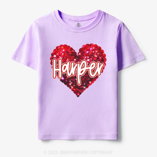 Personalized Sparkling Heart Name Toddler&Kid's Tees Beepumpkin