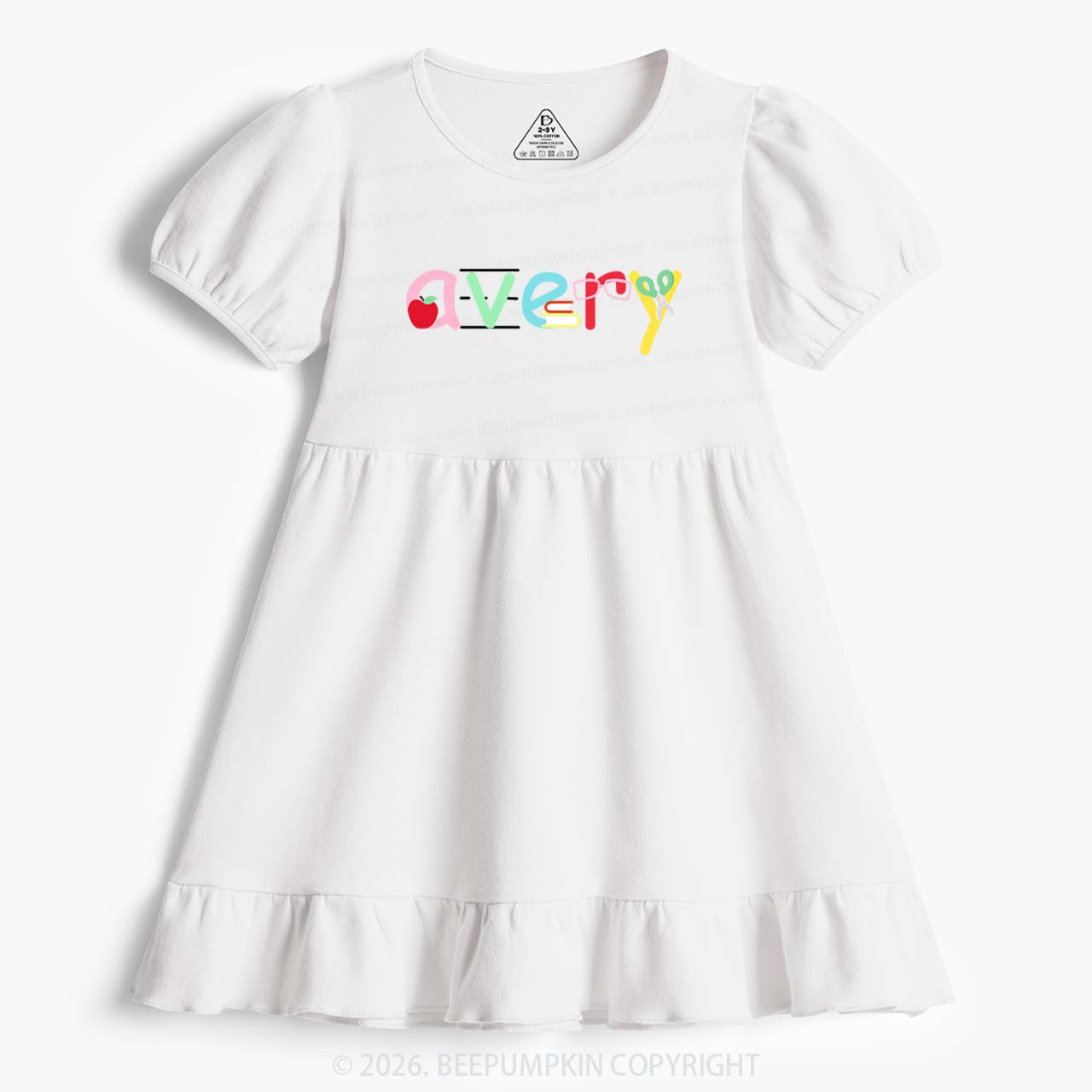 Personalized Candy Script Back to School Toddler&Kid's Ruffle Dress