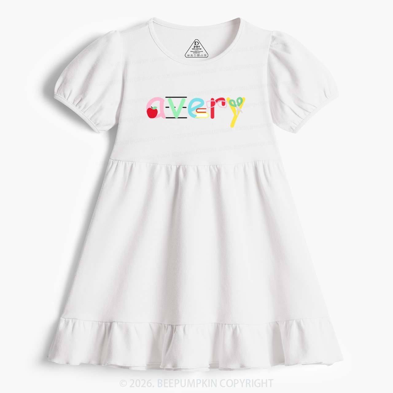 Personalized Candy Script Back to School Toddler&Kid's Ruffle Dress