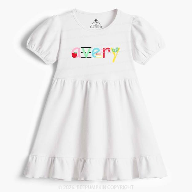 Personalized Candy Script Back to School Toddler&Kid's Ruffle Dress