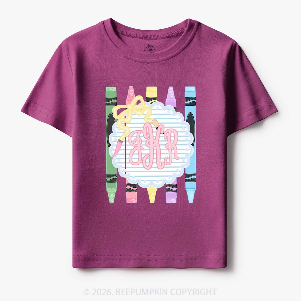 Personalized Monogram Name Pink Preppy Toddler&Kid's Tees