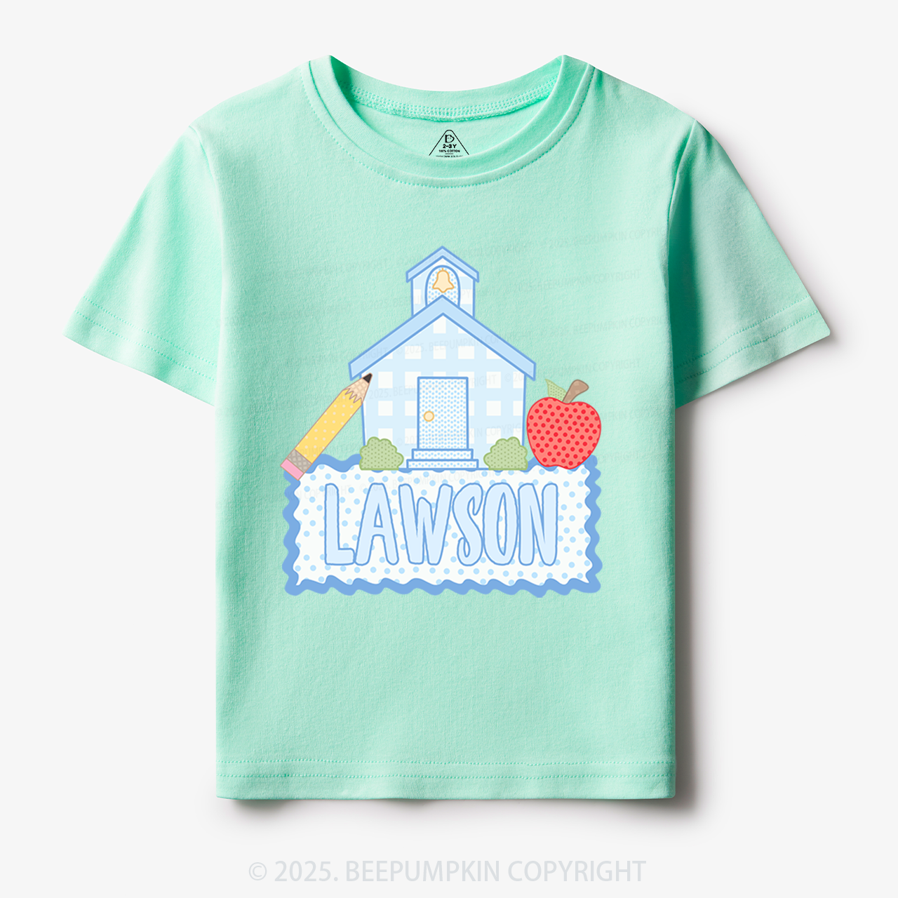 Personalized Blue Schoolhouse Toddler&Kid's Tees Beepumpkin