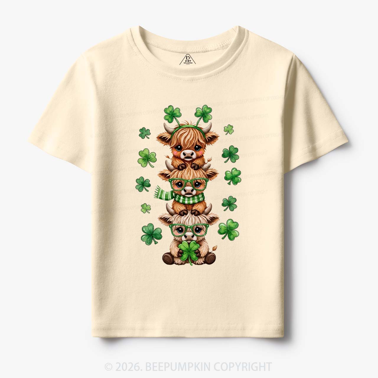 Highland Cow St. Patrick's Day Toddler&Kid's Tees Beepumpkin