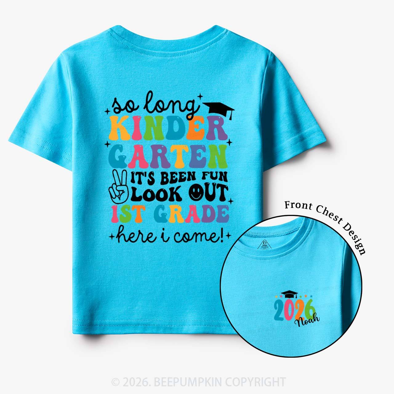 Personalized Name So Long Kindergarten Hello 1st Grade Toddler&Kid's Tees