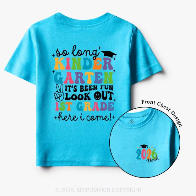 Personalized Name So Long Kindergarten Hello 1st Grade Toddler&Kid's Tees
