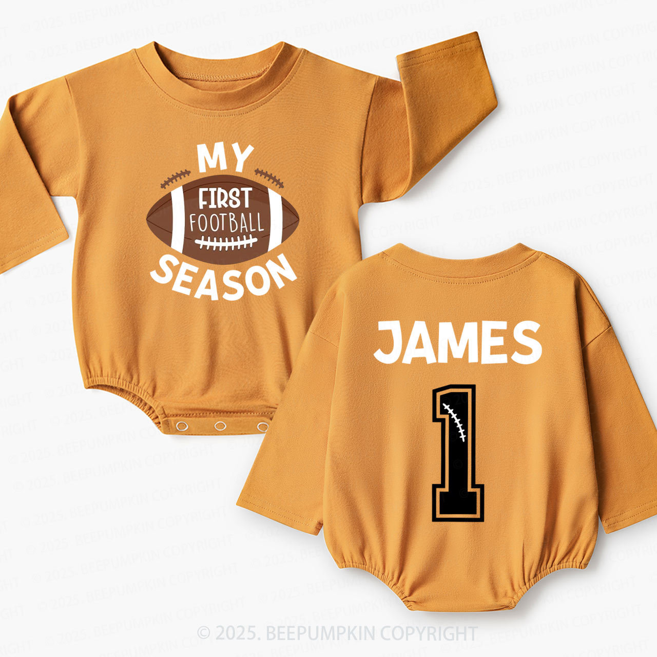 Personalized My First Football Season Baby Bubble Romper Beepumpkin