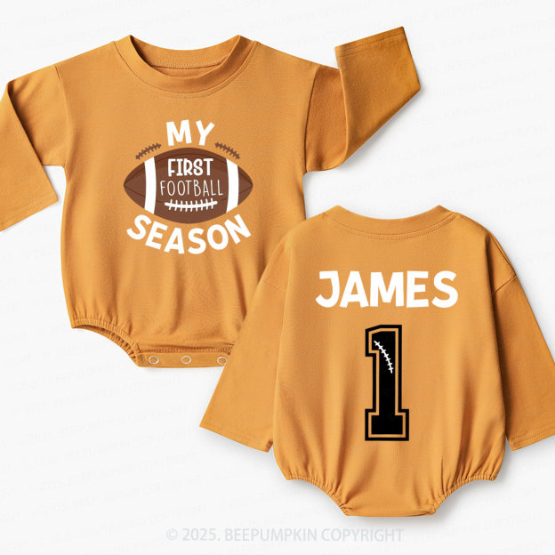 Personalized My First Football Season Baby Bubble Romper Beepumpkin