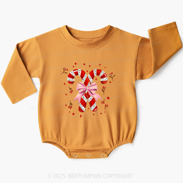 Christmas Candy Cane Baby Bubble Romper Beepumpkin