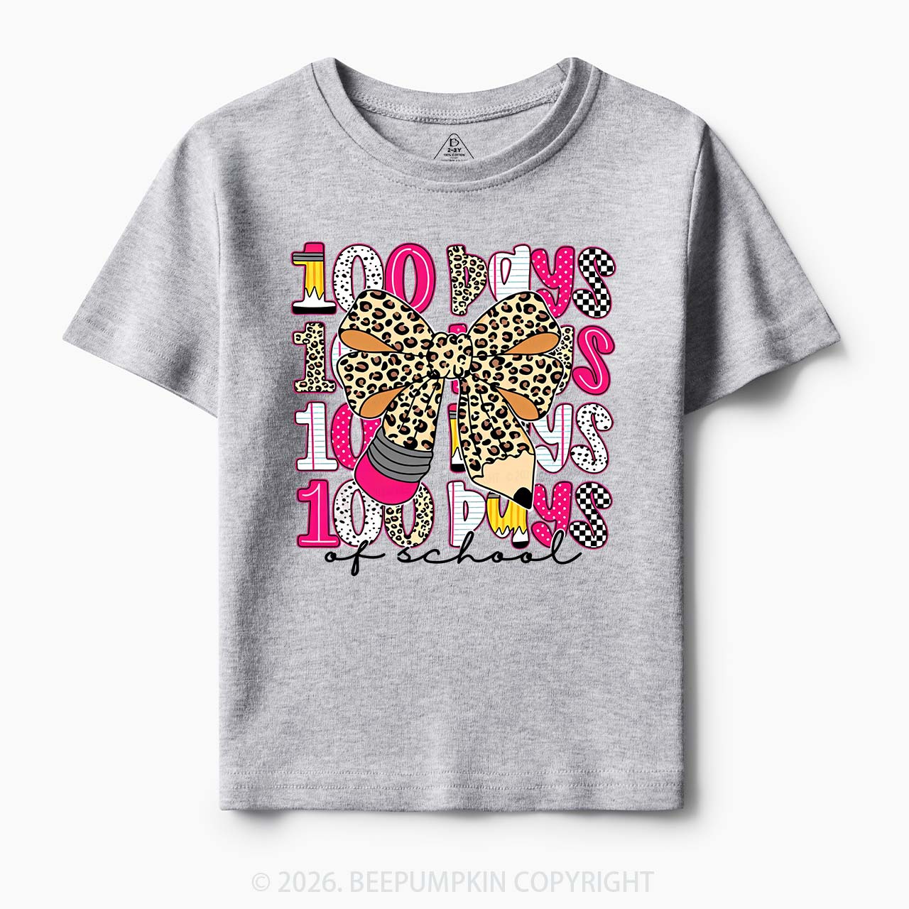 Leopard Love 100 Days Of  School Edition Toddler&Kid's Tees Beepumpkin