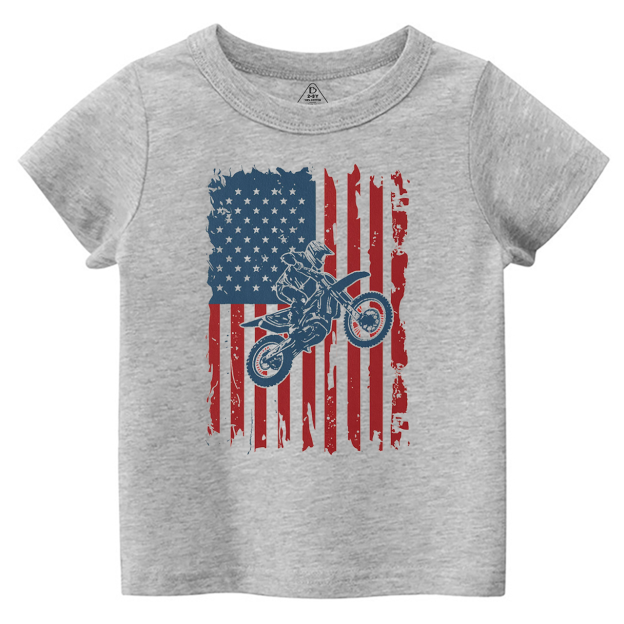 American Flag Dirt Bike Jump Toddler&Kid's Tees Beepumpkin 