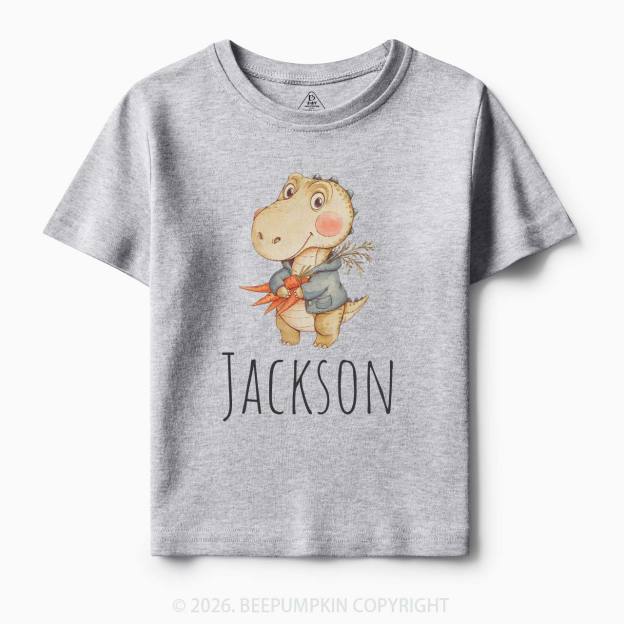 Personalized Watercolor Dino Friend Toddler&Kid's Tees