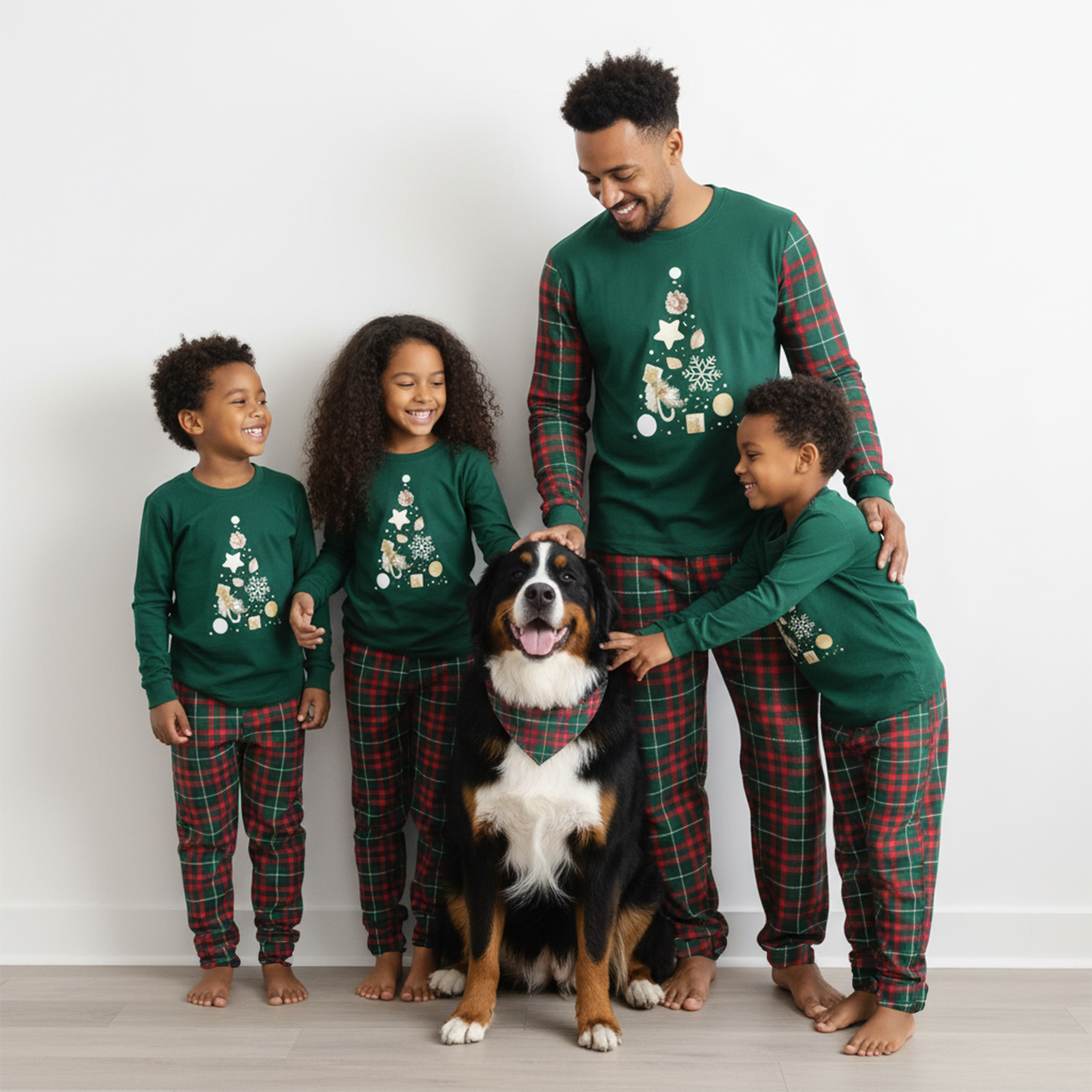 Plaid & Pine Green All-Over Print Family Matching Pajama Sets
