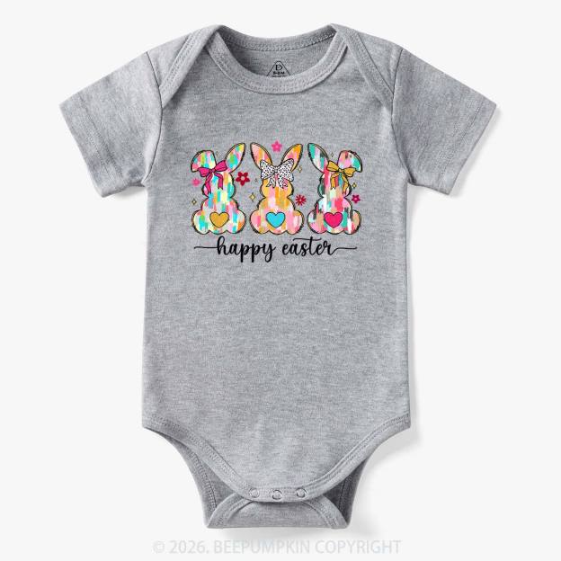 Pastel Brush Happy Easter Bunnies Baby Bodysuit