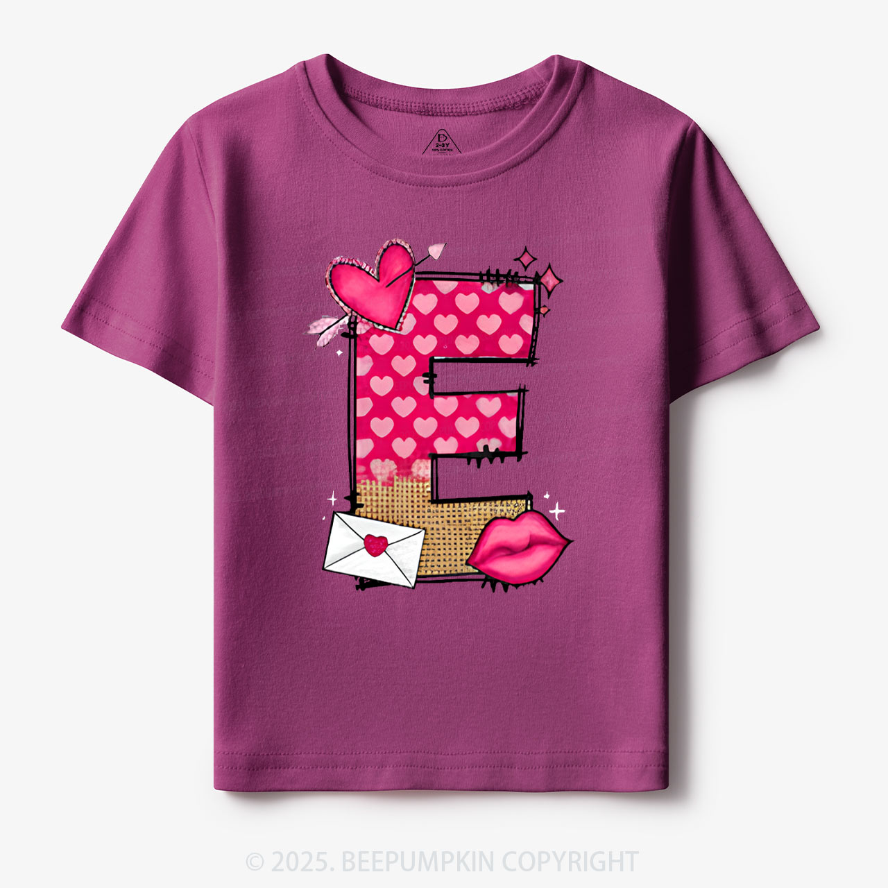 Personalized Valentine's Day Pink Hearts Toddler&Kid's Tees Beepumpkin