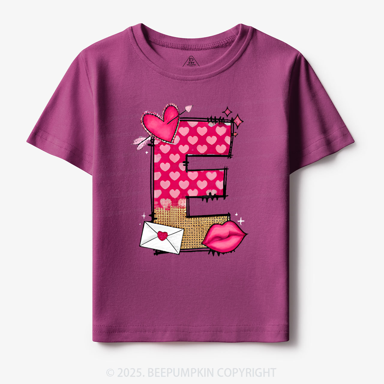 Personalized Valentine's Day Pink Hearts Toddler&Kid's Tees Beepumpkin