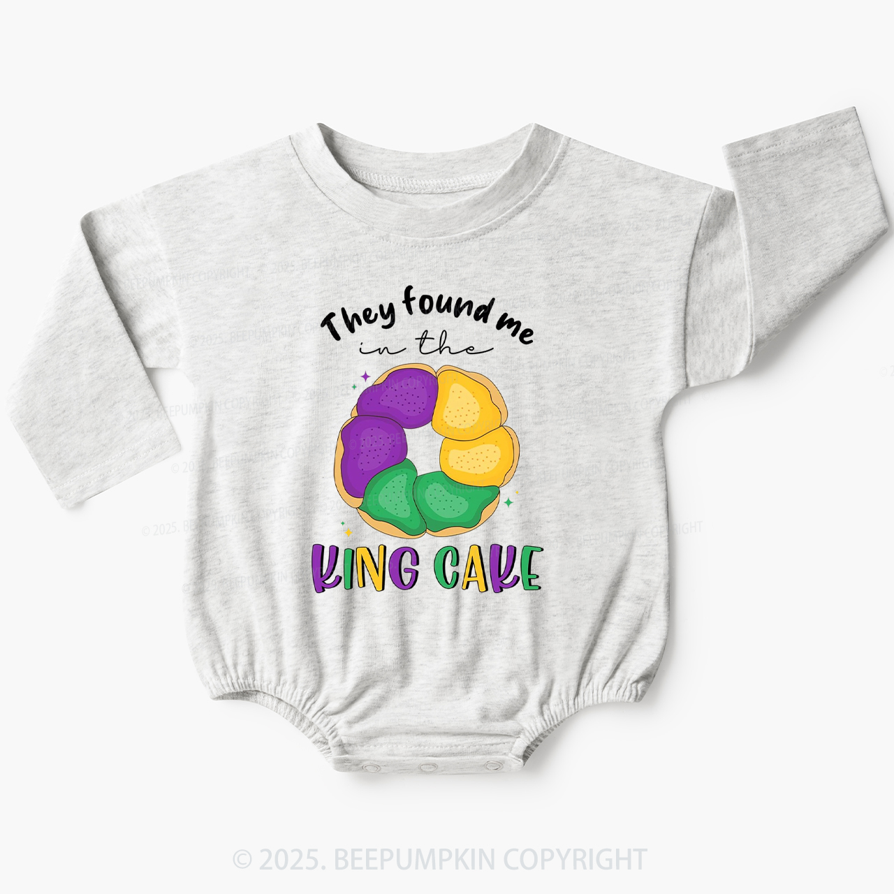 They Found Me In The King Cake Baby Bubble Romper Beepumpkin